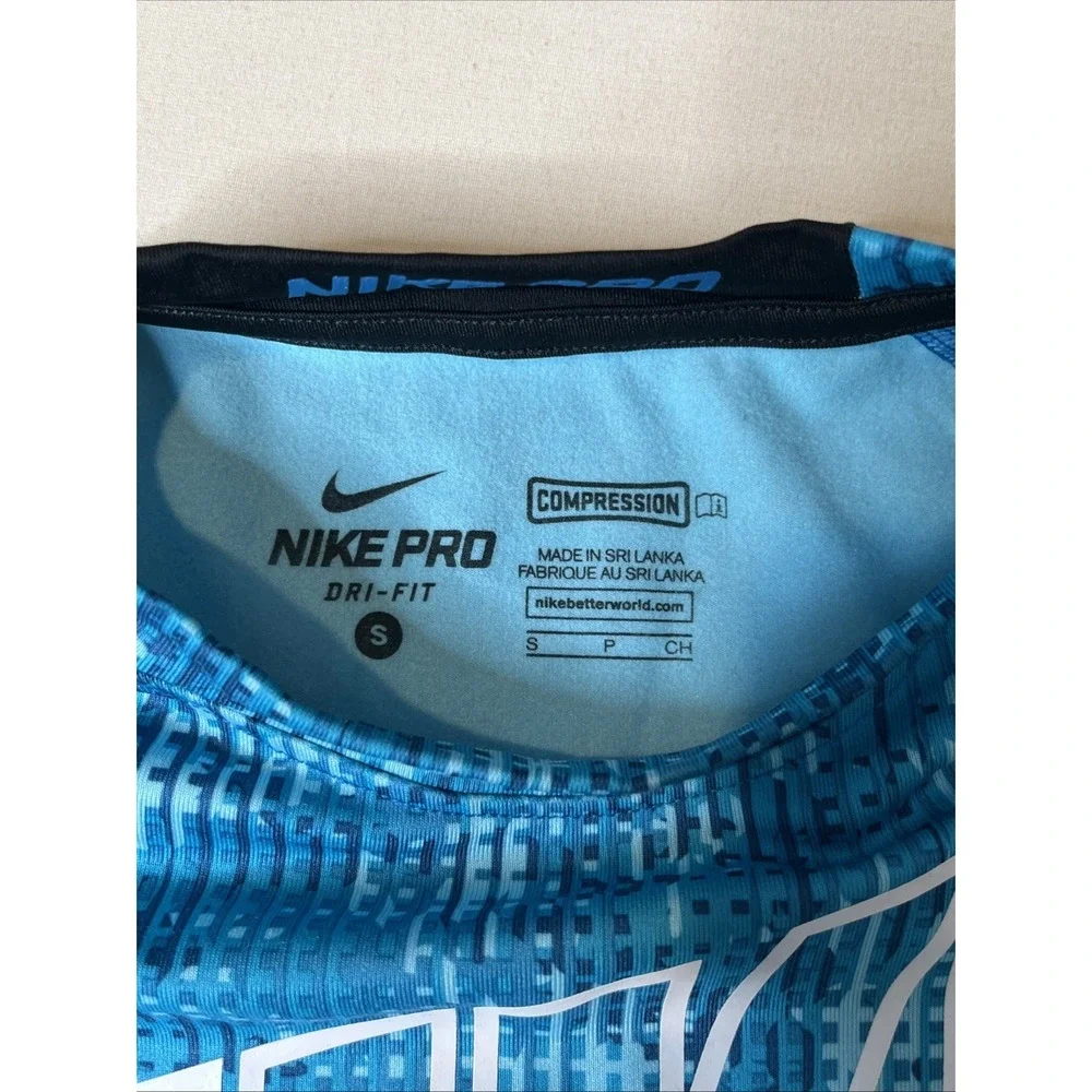 Nike Pro Kids Blue Long Sleeve Compression Top Shirt Size Small